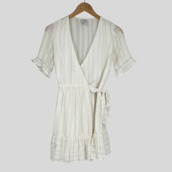 Princess Polly White Striped Wrap Mini Dress Size 4 - Picture 2 of 7